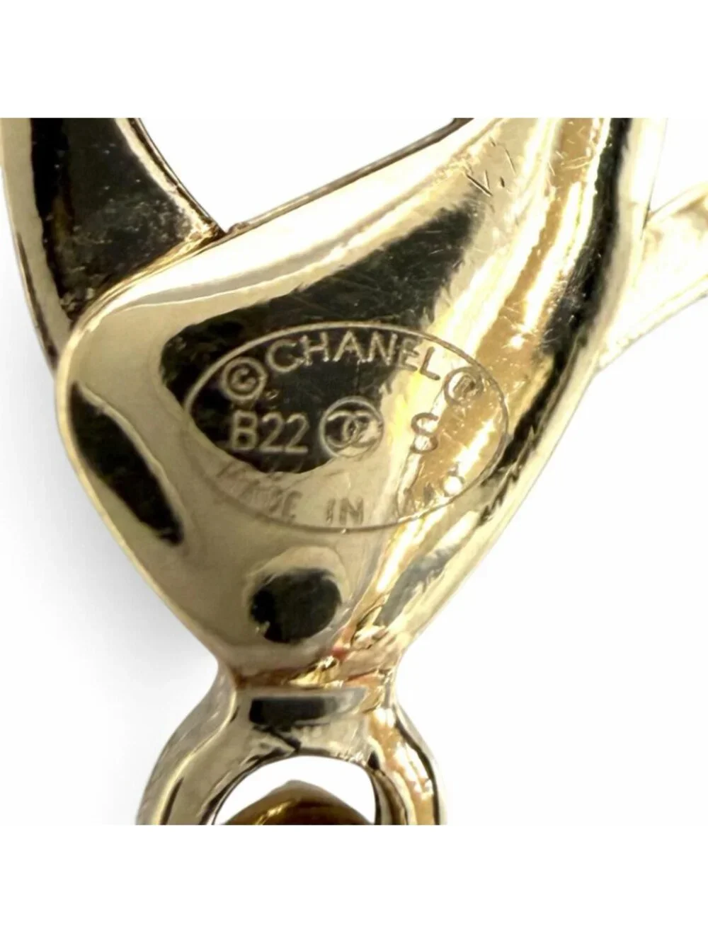 Chanel CC Logo Perfume Bottle Locket Pendant Gold White Necklace